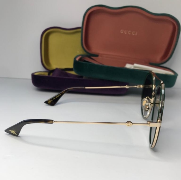 New - 💯 Original GUCCI Green Gradient Round Ladies Sunglasses GG0061S 003 - Picture 12 of 16